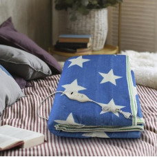 Електропростирадло Electric Blanket 150х120 см, біла зірка на синьому тлі (7418)