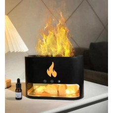 Ультразвуковий зволожувач повітря з камінням. Aroma Diffuser. Нічник з полум'я ефект. Чорний (43233)