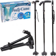 Складна тростина для ходьби з ліхтариком, нековзна, телескопічна Trusty Cane 62-3 (114136)