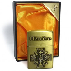 Зажигалка газовая. "Украина". Бронзовая. В подарочной упаковке. (309588-2)