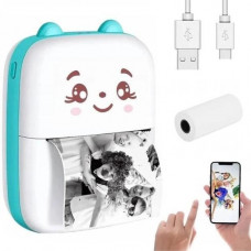 Портативний Міні Термопринтер Дитячий Mini Printer Bluetooth З Біло-Блакитний (8499)
