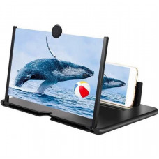 3D збільшувач екрану смартфона доладний, міцний Enlarge screen 12" - 26х17 см Чорний з лінзою Френеля (8022)