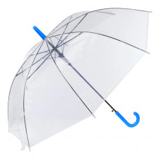Парасолька тростина напівавтомат Stenson прозорий, синя ручка 25584