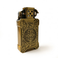 Запальничка газова з гравіюванням. Медальйон Св. Бенедикта. Бронзовий (2315)