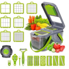 Багатофункціональний подрібнювач овочів на 22 насадки. Овочерізка салатного (11338)