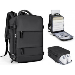 Рюкзак для ноутбука, що розширюється, ділова дорожня сумка з USB-зарядкою, Великий багажний рюкзак. 42х31х17см. Чорний (3279)