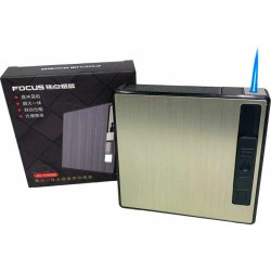 Портсигар з автоматичною подачею та з турбо-запальничкою FOCUS HL-535 Gold
