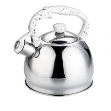 Чайник Stenson MH-5174 з нержавіючої сталі нейлонова ручка 2л капсульне дно. Сріблястий, біла ручка