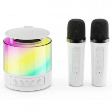Портативна Bluetooth колонка K19 з підсвічуванням LED та двома мікрофонами для караоке Білый (10346)