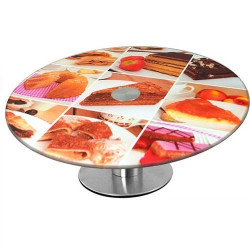 Скляний Поворотний стіл підставка для прикраси торта з малюнком (асорті) 300 мм (59666)